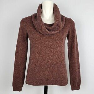 Bartolini Women's Cowl Neck Sweater Wool Cashmere Blend Knit Brown Small